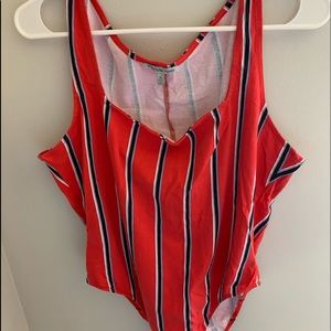 Red White and Blue Striped Bodysuit